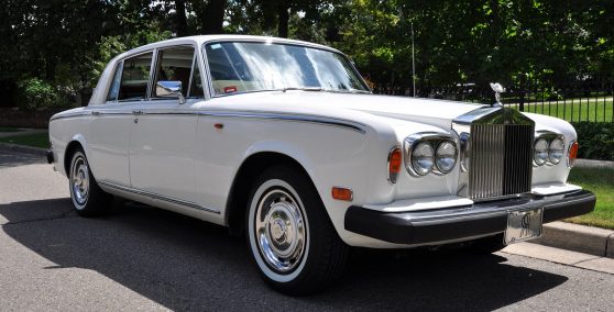 White Rolls Royce Silver Shadow 2 Classic Wedding Car