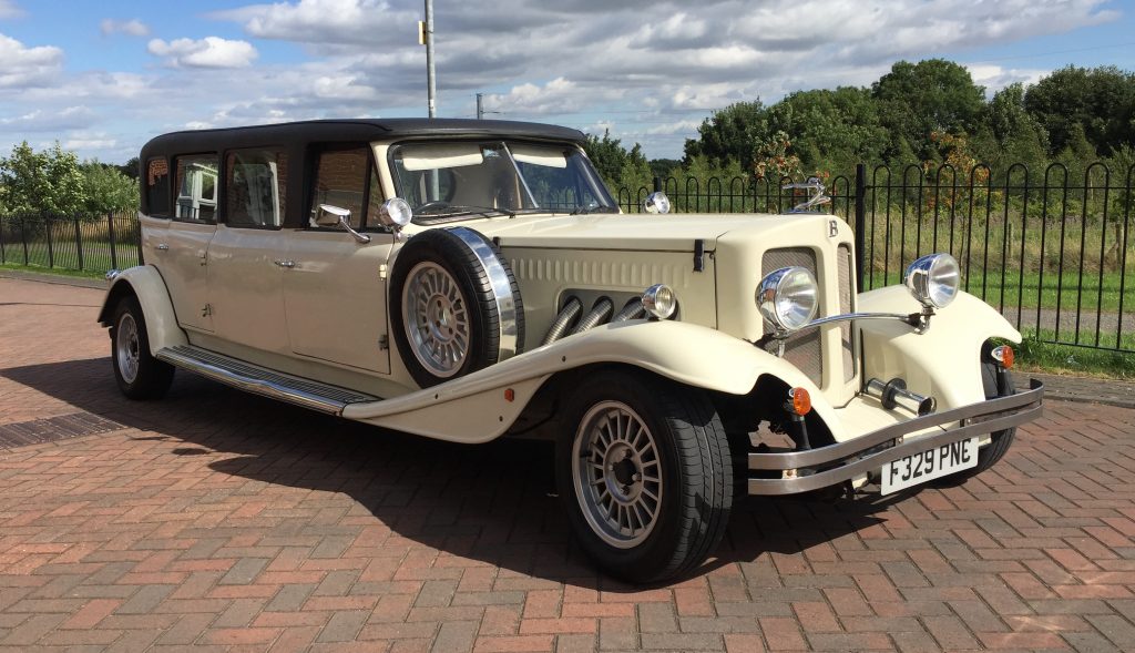Beauford Tourer Stretched Limousine Olde English White Wedding Car Hire